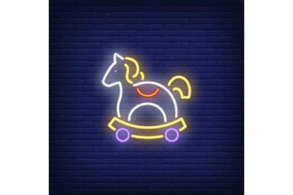 Download Rocking Horse Toy Neon Sign. Childhood, - Rocking horse Collection