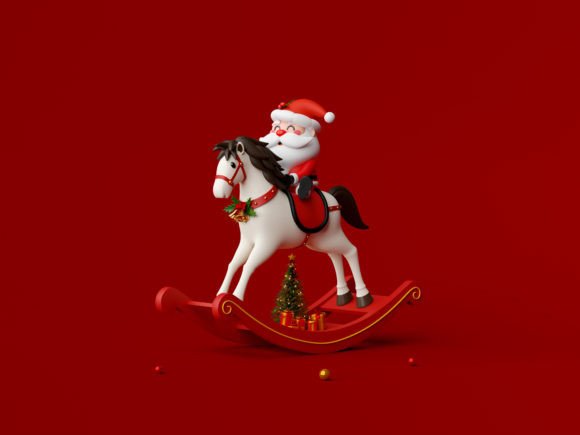 Download Santa Claus Riding Rocking Horse - Rocking horse Collection