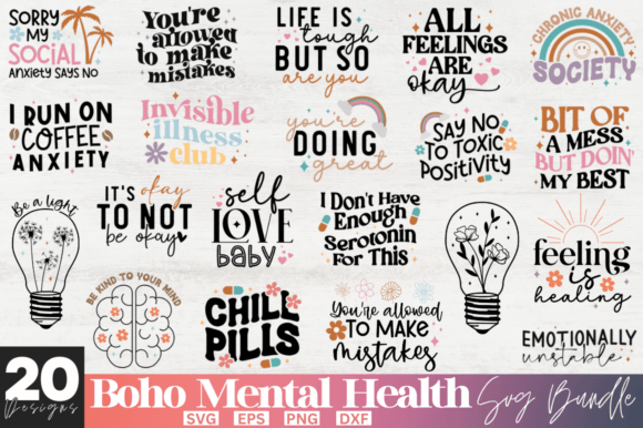Download Boho Mental Health SVG Bundle,Positive - Mental health svg bundle Collection