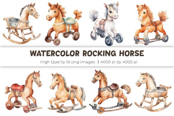 Download Rocking Horse Watercolor Clipart - Rocking horse Collection